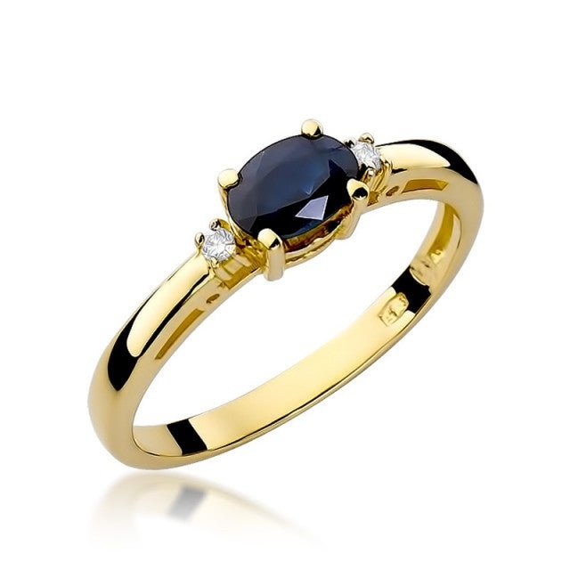 Inel Aur 14K cu Safir 0.70 ct si Diamante Naturale 0.03 ct (Varianta: Galben)