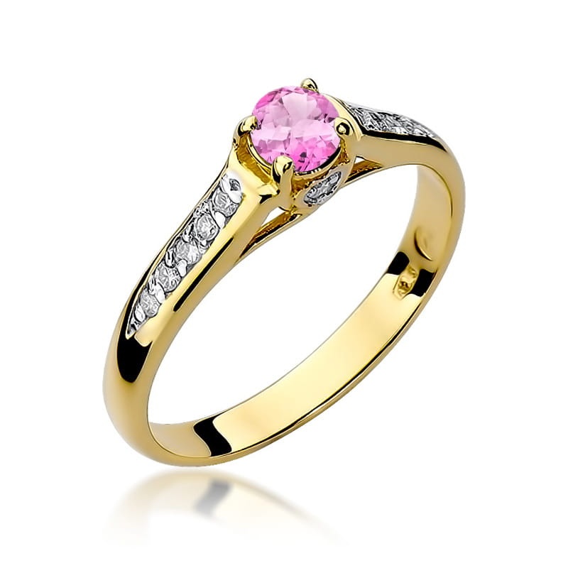 Inel Aur 14K cu Topaz Roz 0.30 ct si Diamante Naturale 0.10 ct (Varianta: Galben)