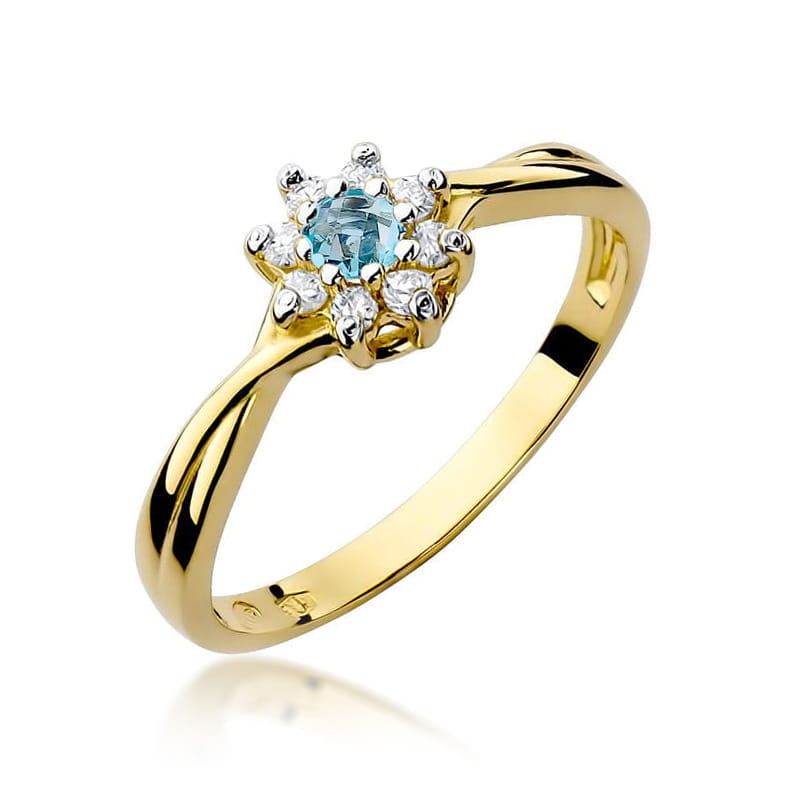 Inel Aur 14K cu Topaz Swiss 0.15 ct si Diamante Naturale 0.12 ct (Varianta: Galben)
