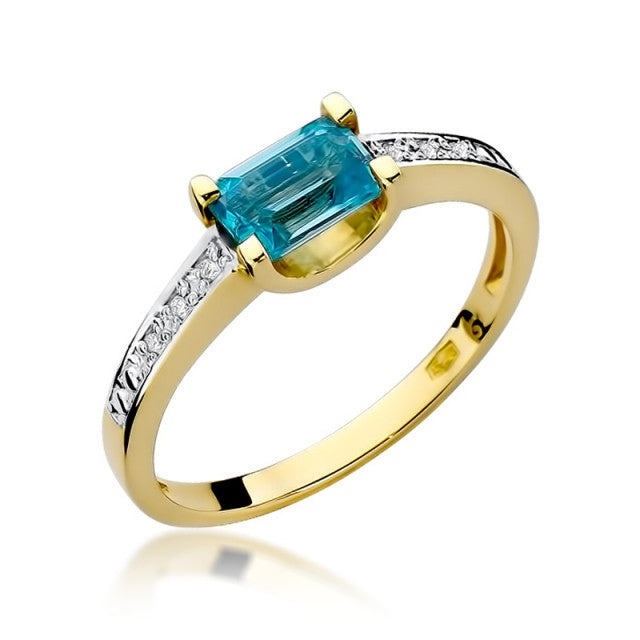 Inel Aur 14K cu Topaz Swiss 0.65 ct si Diamante Naturale 0.03 ct (Varianta: Galben)
