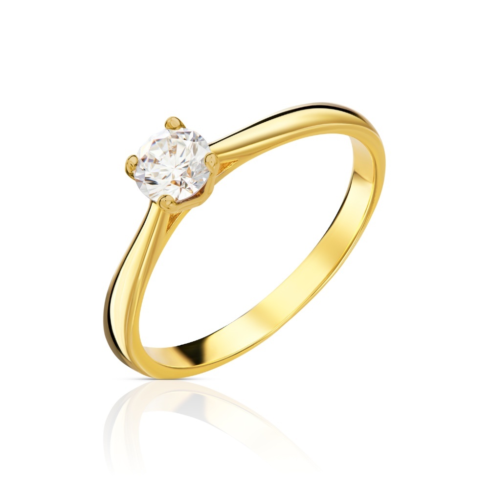 Inel Aur 14K cu Zirconiu Central – Eleganță Atemporală (Greutate: 1.78, Măsură: 17)