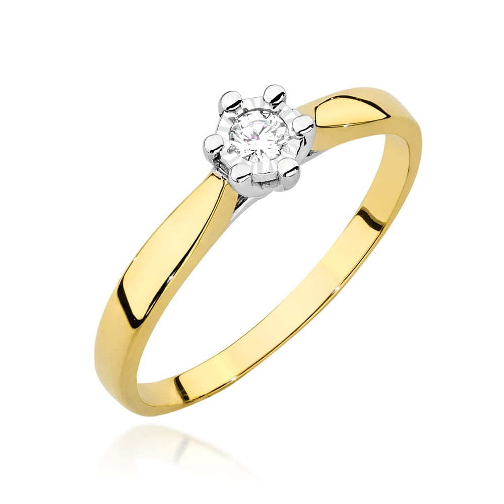 Inel Aur 9K cu Diamant de Laborator 0.08 ct (Varianta: Galben)