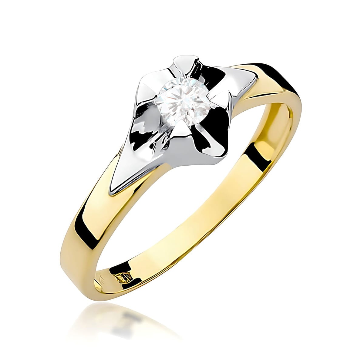 Inel Aur 9K cu Diamant de Laborator 0.20 ct (Varianta: Galben)
