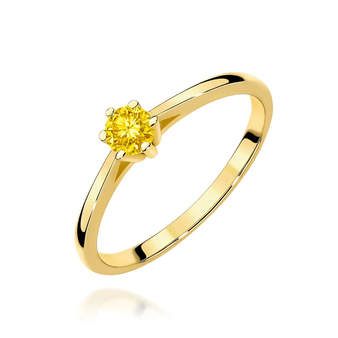 Inel Aur 9K cu Diamant Galben de Laborator 0.15 ct (Varianta: Galben)