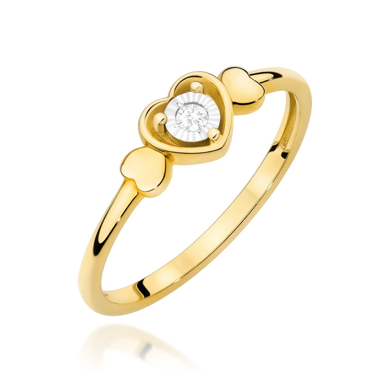 Inel Aur 9K cu Diamant Natural 0.03 ct (Varianta: Galben)