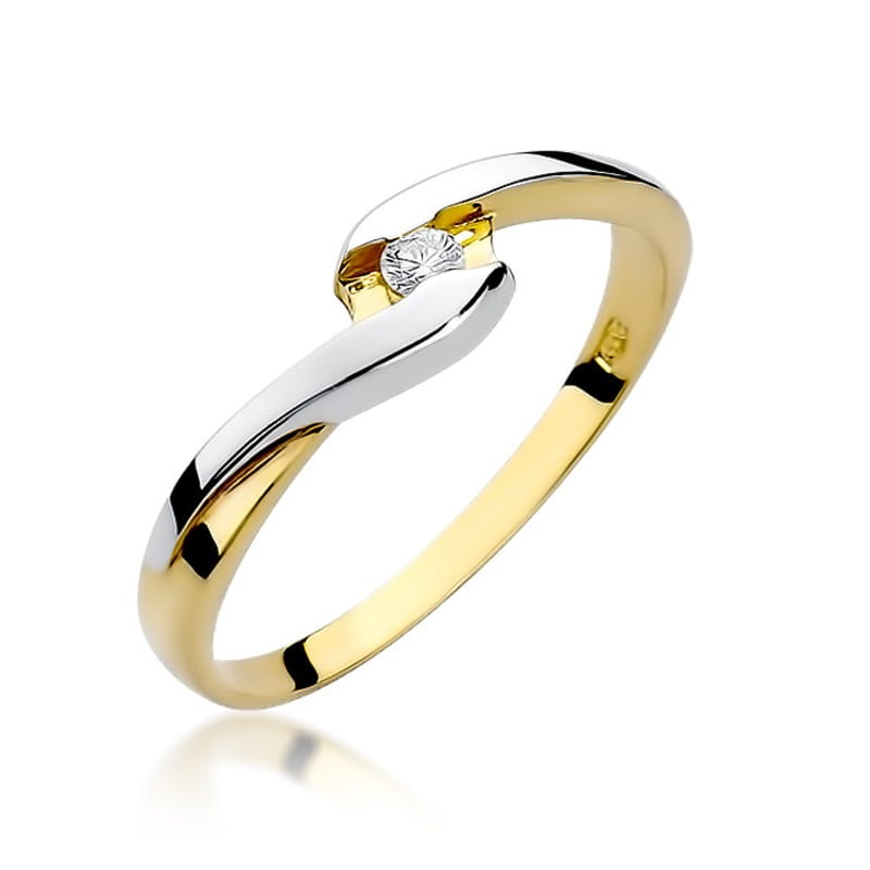 Inel Aur 9K cu Diamant Natural 0.05 ct (Varianta: Galben)