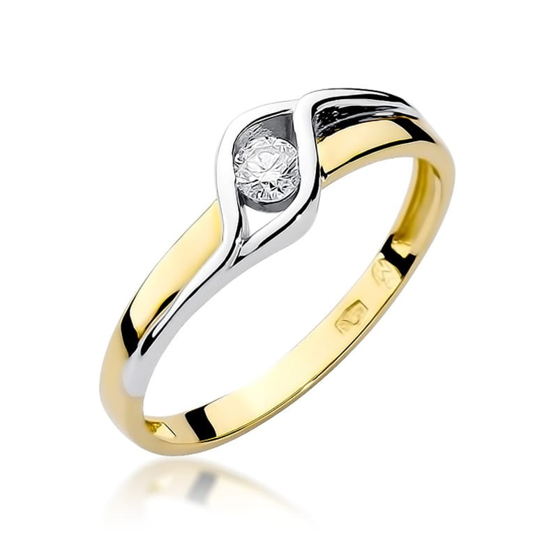 Inel Aur 9K cu Diamant Natural 0.10 ct (Varianta: Galben)