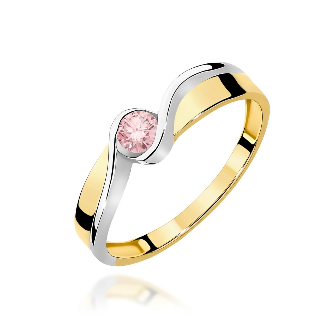Inel Aur 9K cu Diamant Roz de Laborator 0.15 ct (Varianta: Galben)