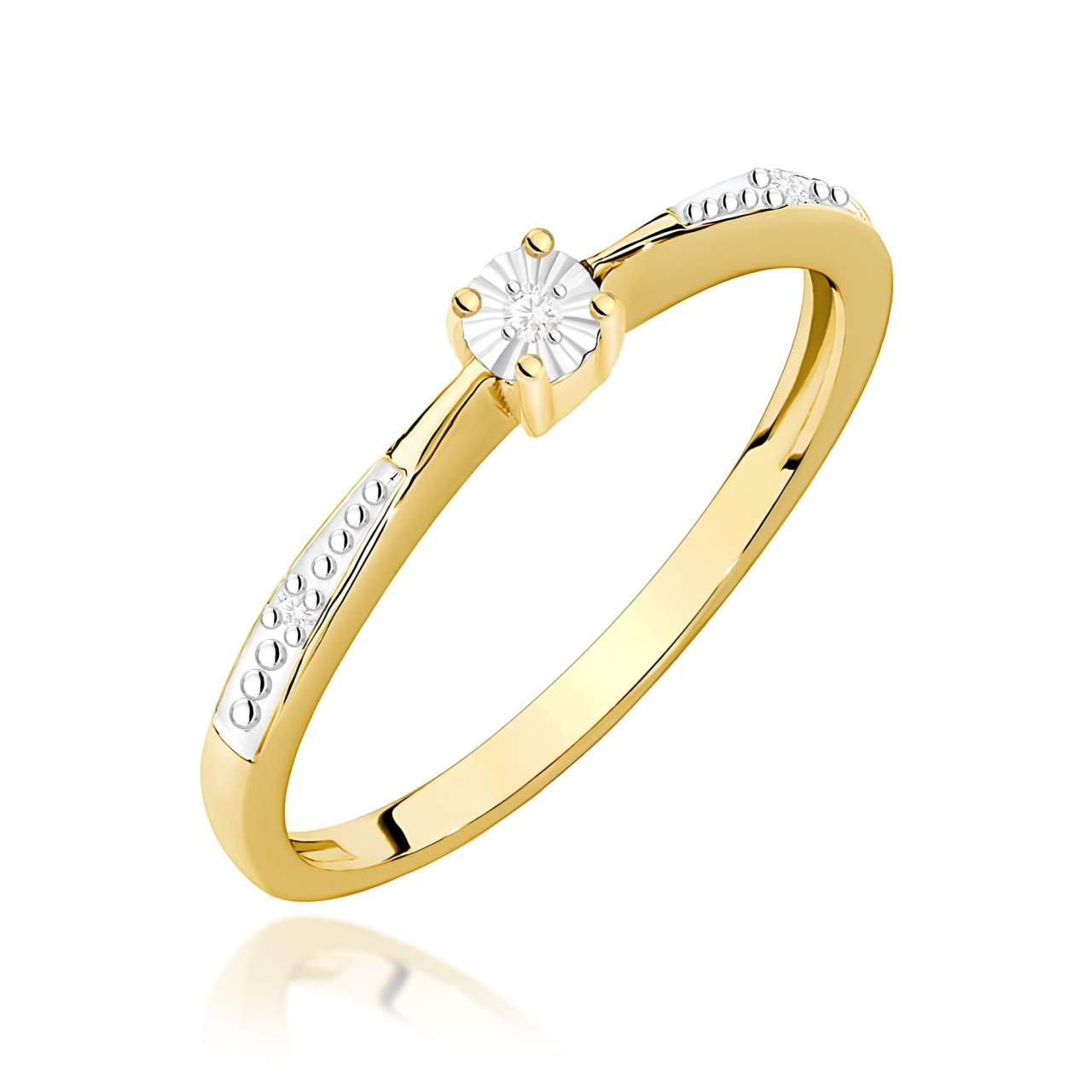 Inel Aur 9K cu Diamante Naturale 0.02 ct (Varianta: Galben)