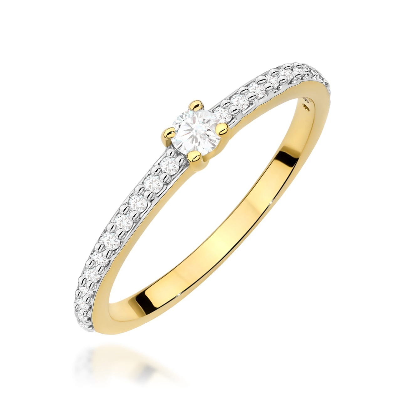 Inel Aur 9K cu Diamante Naturale 0.19 ct (Varianta: Galben)