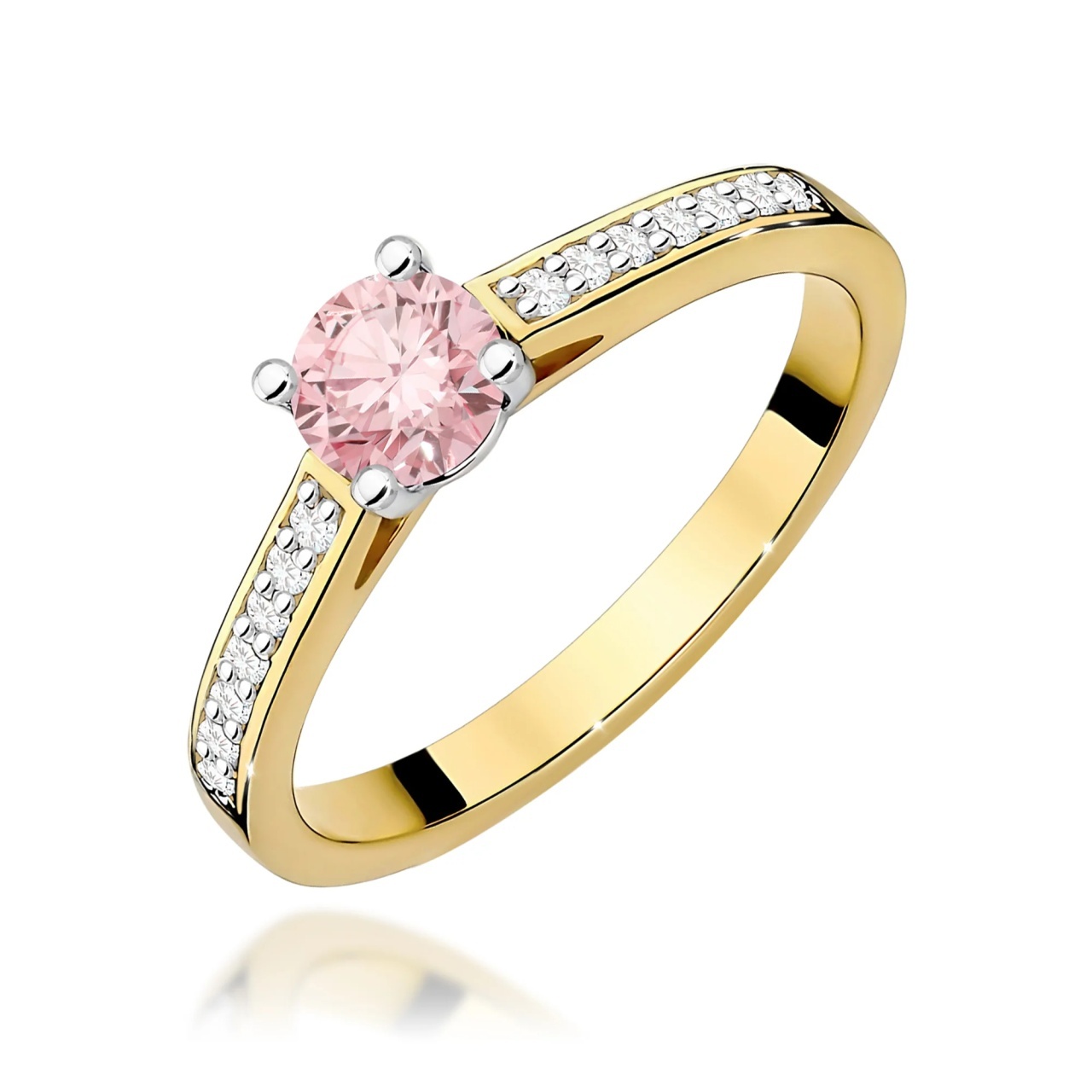Inel Aur 9K cu Diamante Roz de Laborator 0.62 ct (Varianta: Galben)