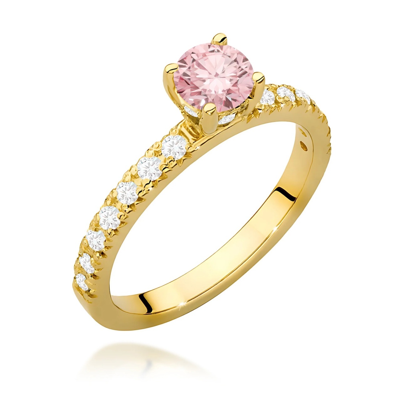 Inel Aur 9K cu Diamante Roz de Laborator 0.74 ct (Varianta: Galben)