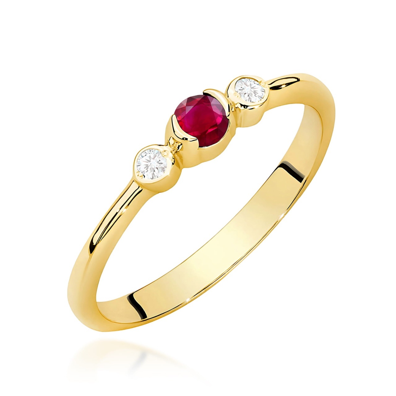 Inel Aur 9K cu Rubin 0.15 ct si Diamante Naturale 0.06 ct (Varianta: Galben)