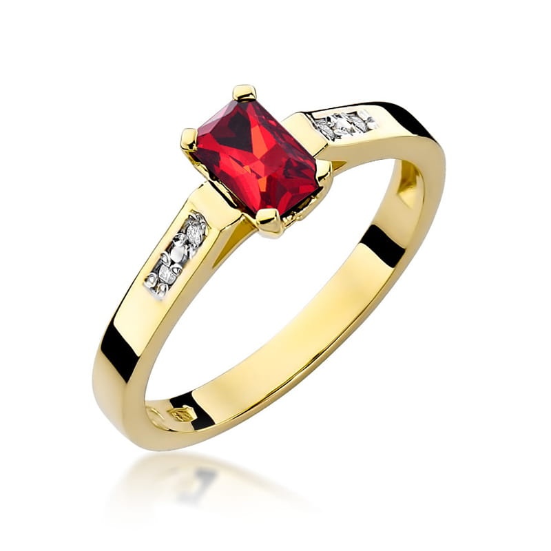 Inel Aur 9K cu Rubin 0.80 ct si Diamante Naturale 0.04 ct (Varianta: Galben)