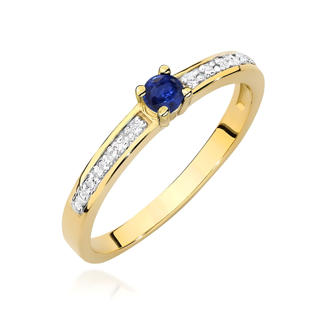 Inel Aur 9K cu Safir 0.15 ct si Diamante Naturale 0.05 ct (Varianta: Galben)