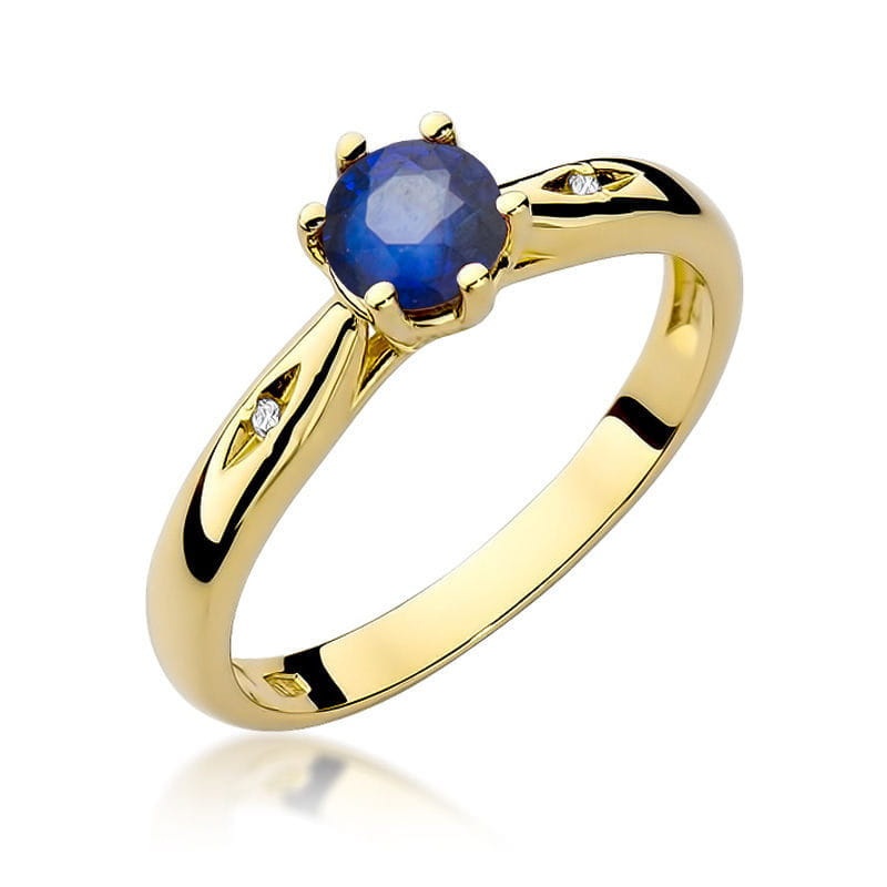 Inel Aur 9K cu Safir 0.50 ct si Diamante Naturale 0.01 ct (Varianta: Galben)