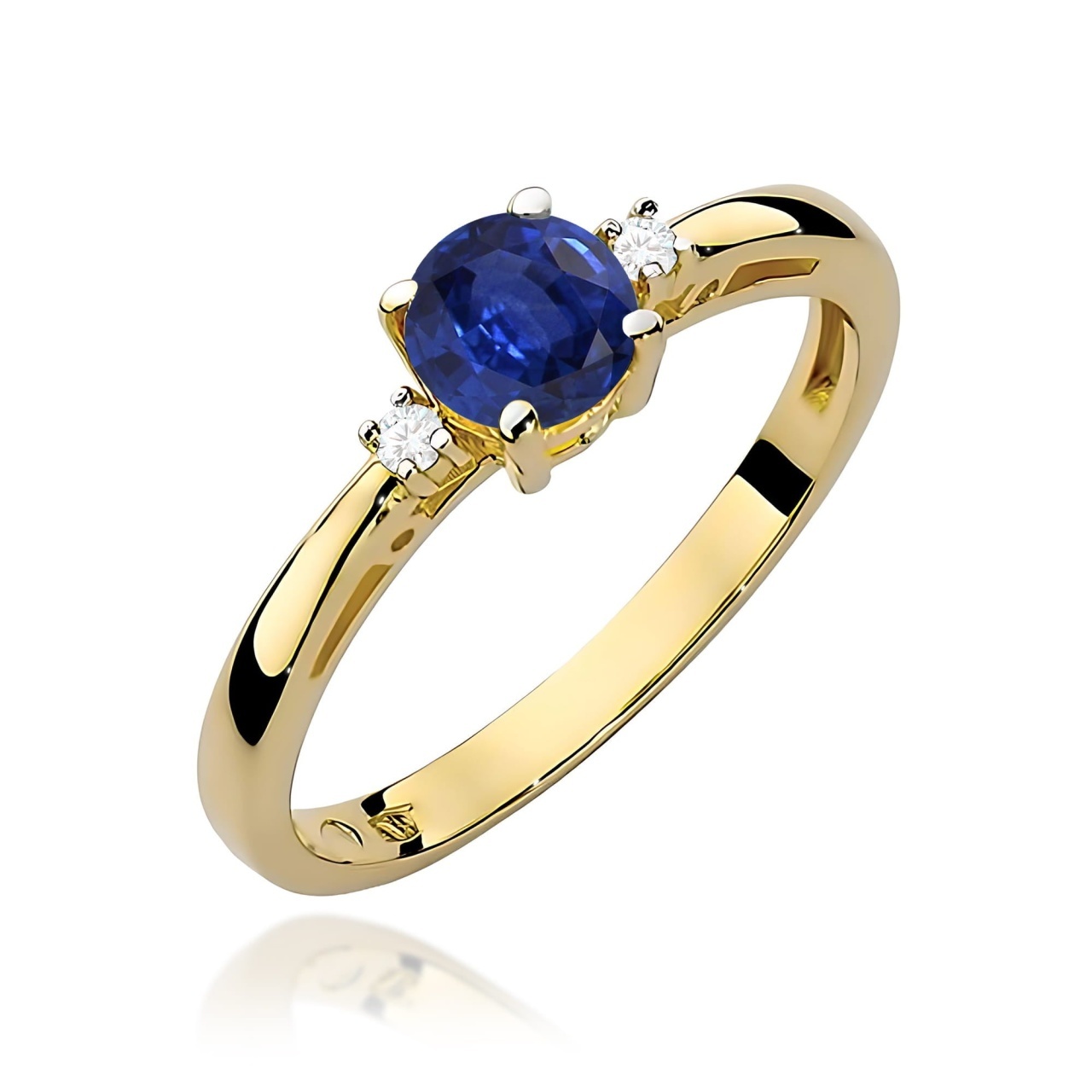 Inel Aur 9K cu Safir 0.50 ct si Diamante Naturale 0.03 ct (Varianta: Galben)