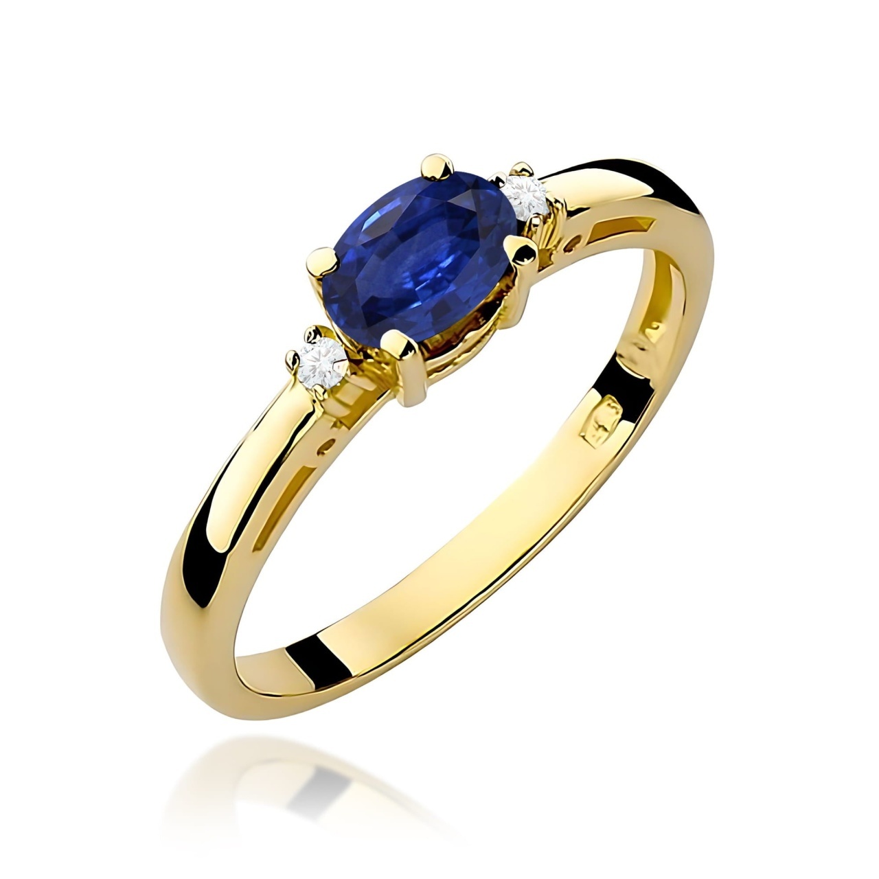 Inel Aur 9K cu Safir 0.70 ct si Diamante Naturale 0.03 ct (Varianta: Galben)