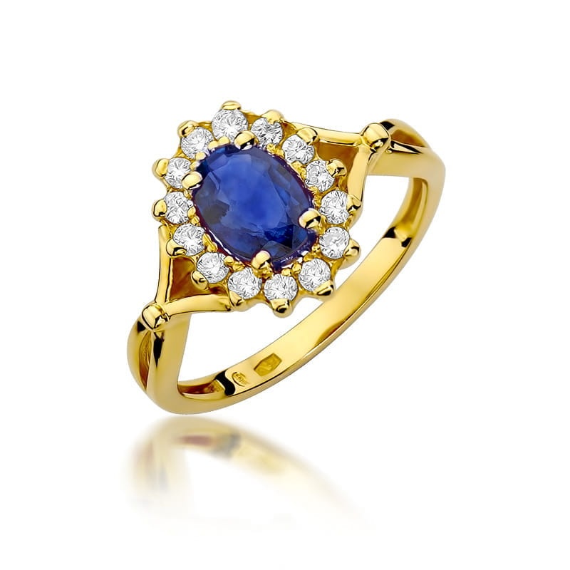 Inel Aur 9K cu Safir 0.90 ct si Diamante Naturale 0.28 ct (Varianta: Alb)