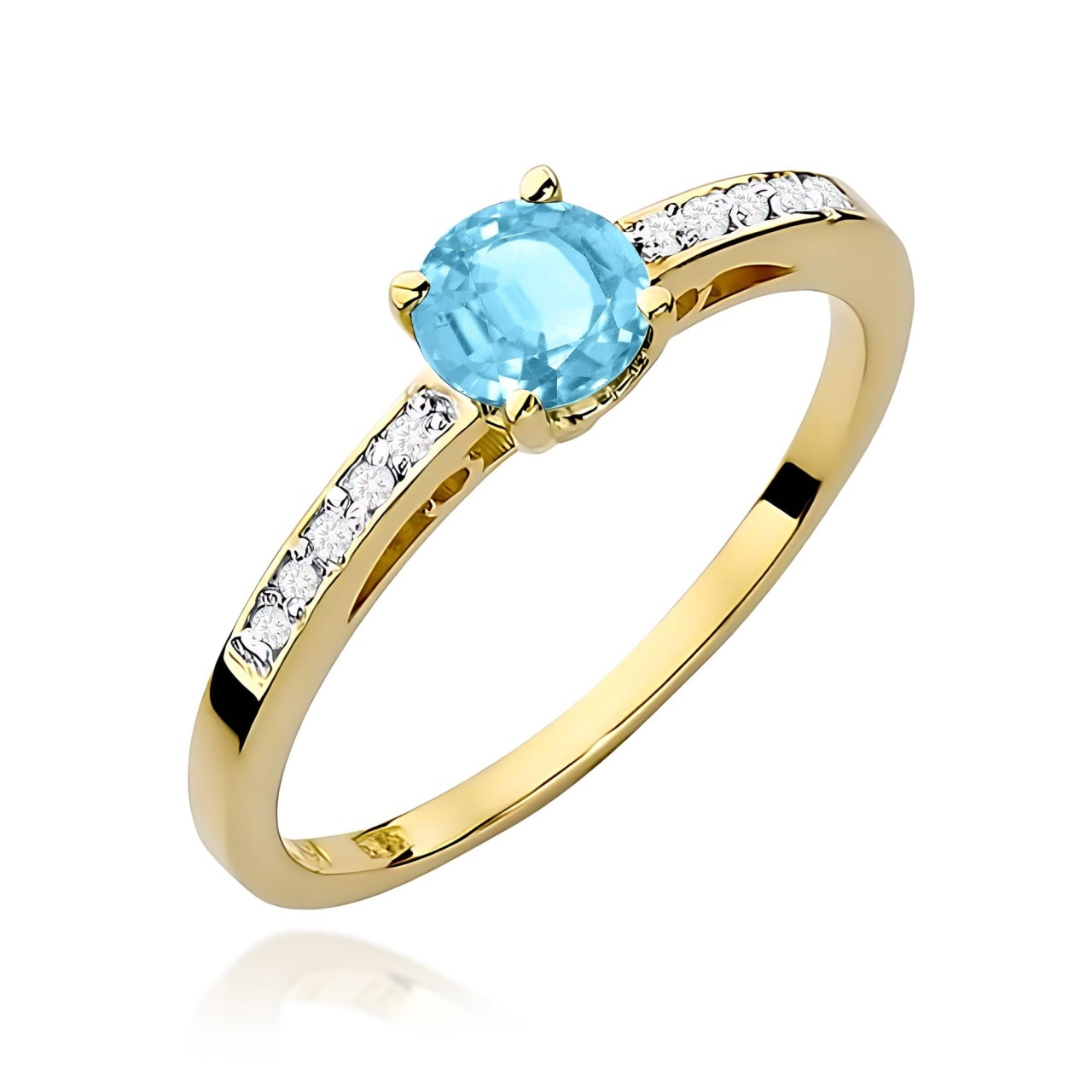 Inel Aur 9K cu Topaz Swiss 0.50 ct si Diamante Naturale 0.05 ct (Varianta: Galben)