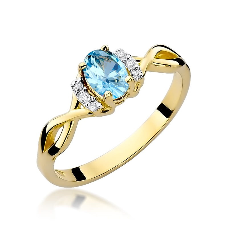Inel Aur 9K cu Topaz Swiss 0.50 ct si Diamante Naturale 0.05 ct (Varianta: Galben)