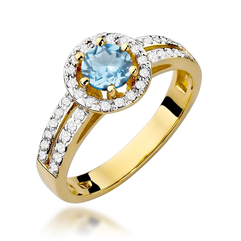 Inel Aur 9K cu Topaz Swiss 0.50 ct si Diamante Naturale 0.20 ct (Varianta: Galben)
