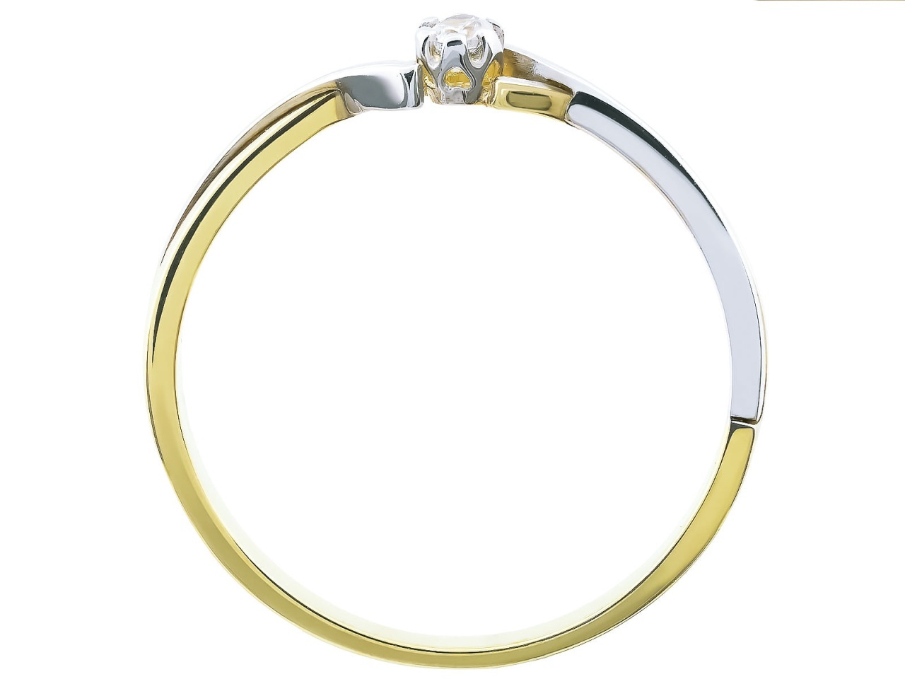 Inel Clasic Din Aur 14K În Două Culori Cu Zirconiu (Greutate: 1.19, Măsură: 16)