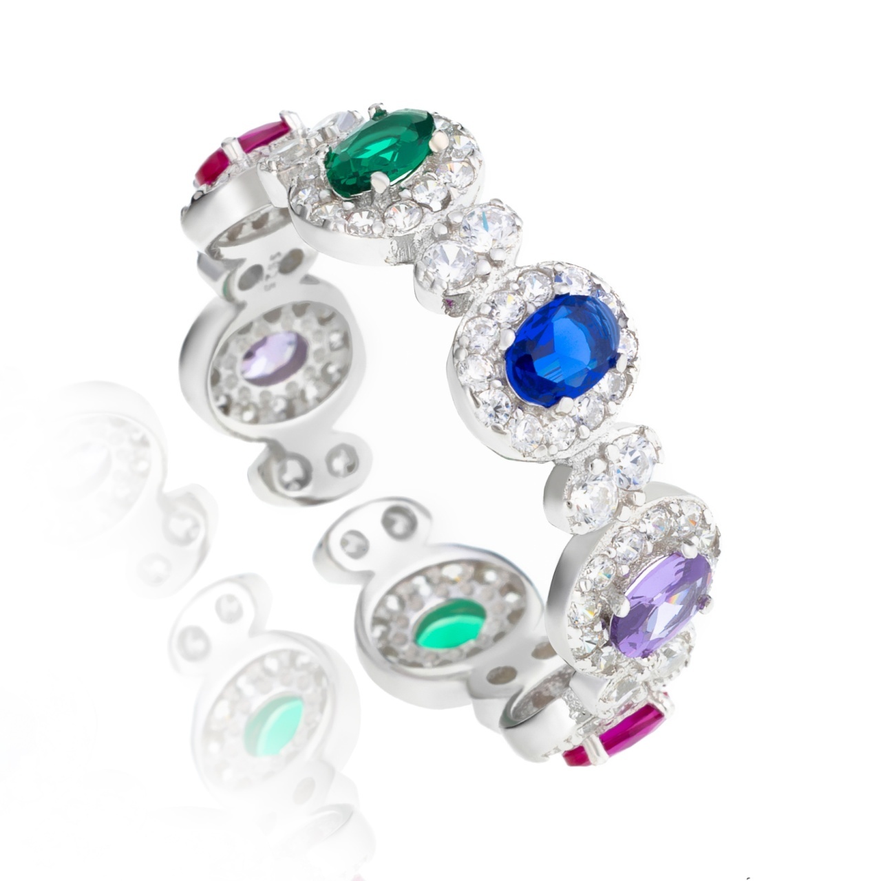 Inel din Argint 925 Multicolor Bright 3.10g (Mărime: M55)