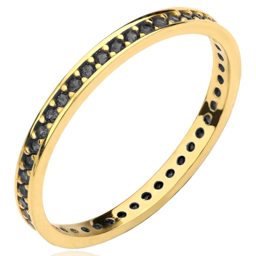 Inel Elegant din Aur 14K cu Pietre Negre (Greutate: 1.00, Măsură: 11)