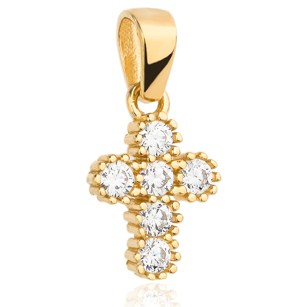 Pandantiv Aur 14k cu Cruciulita si Zirconii Albe (Greutate: 0.84)