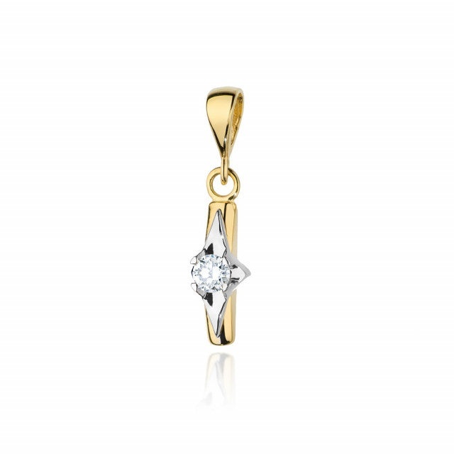 Pandantiv Aur 14K cu Diamant Natural 0.20 ct (Varianta: Galben)