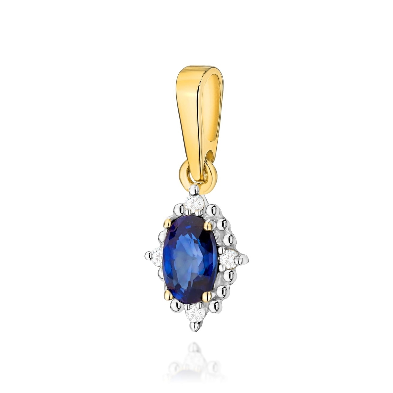 Pandantiv Aur 14K cu Safir 0.30 ct si Diamante Naturale 0.02 ct (Varianta: Galben)