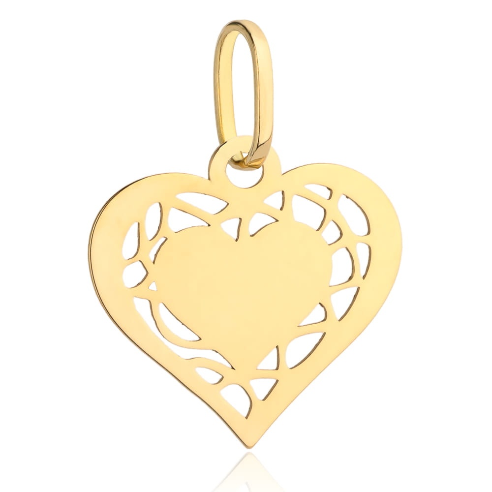 Pandantiv Aur 14K Două Inimi și Design Elegant (Greutate: 0.51)