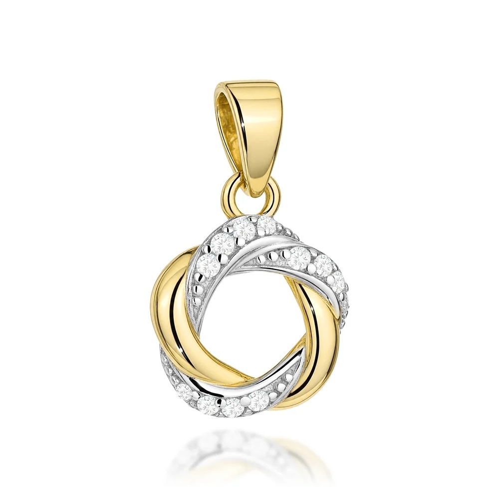 Pandantiv Din Aur 14K Plecat Cu Zirconii Și Model Împletit (Greutate: 0.91)