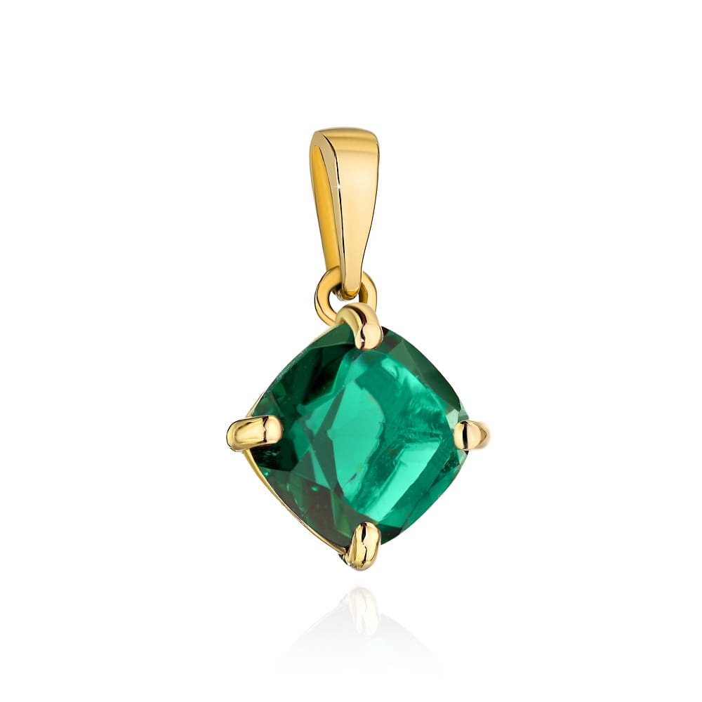 Pandantiv din aur din colectia "PIATRA COLORATA" - patrat transparent cuart verde (Greutate: 1.14)