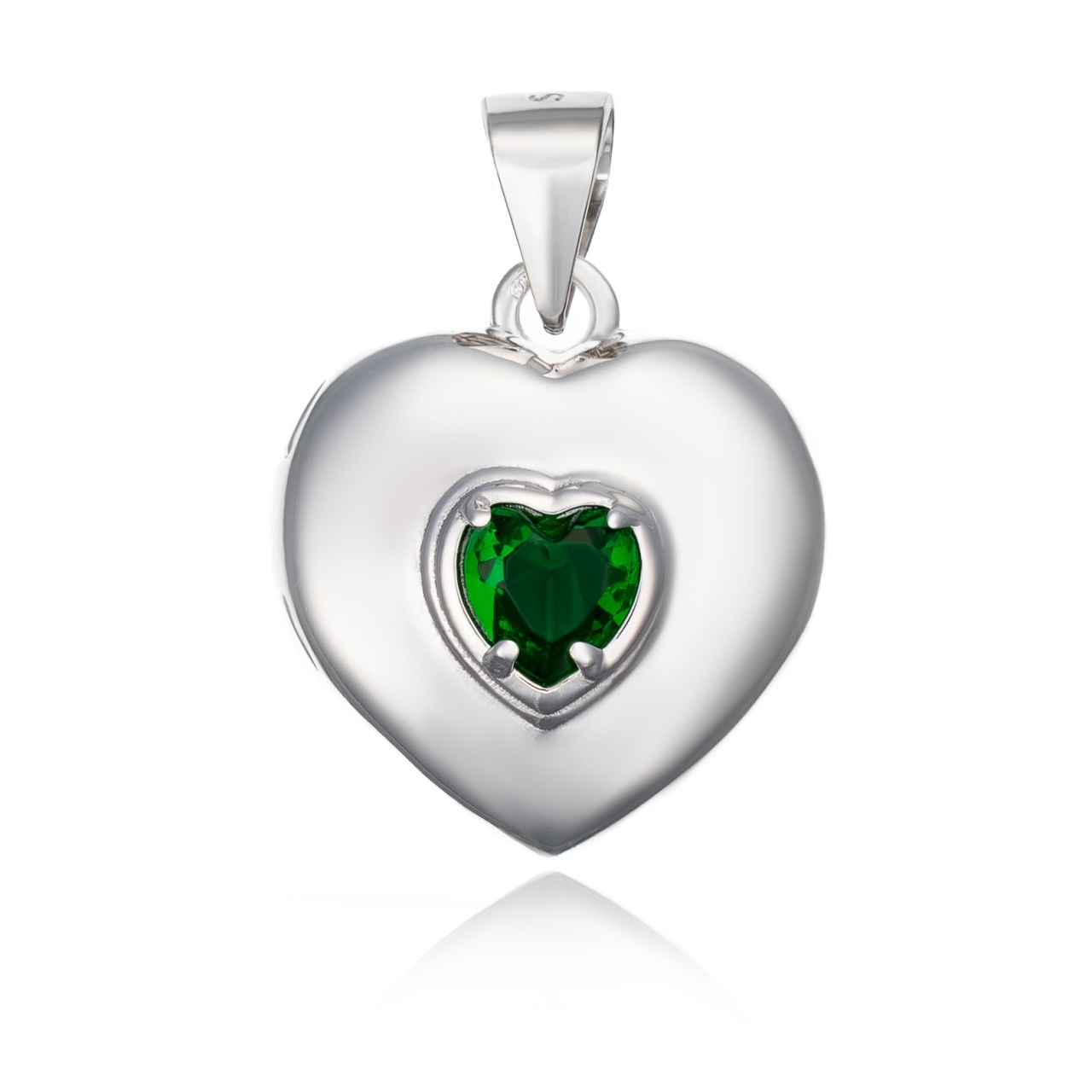 Pandantiv personalizabil Heart din argint 925 cu cristal verde