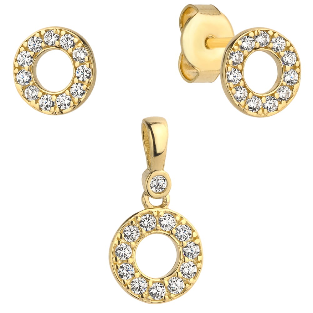 Set Cercei + Pandantiv si Cristale- Aur 14k (Greutate: 1.74)