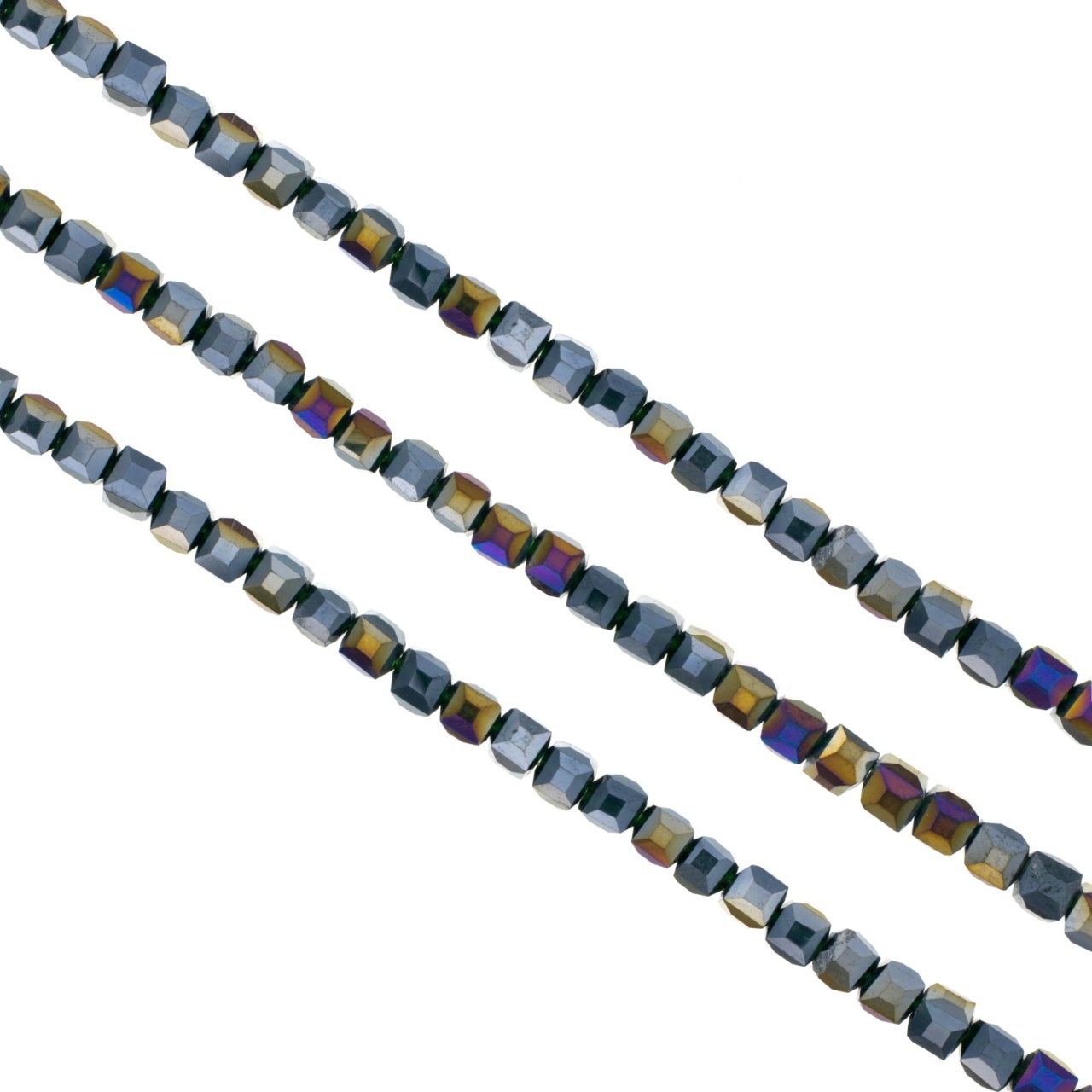 Sirag cristale cubice 4mm - antracit cu reflexii