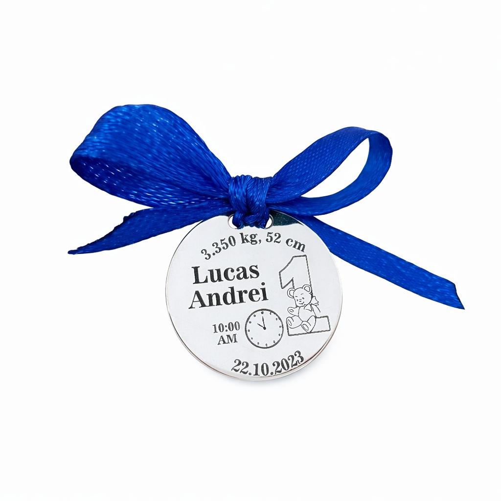 Banut Argint 1.8cm pentru Mot - Scaldat - Botez - Personalizabil