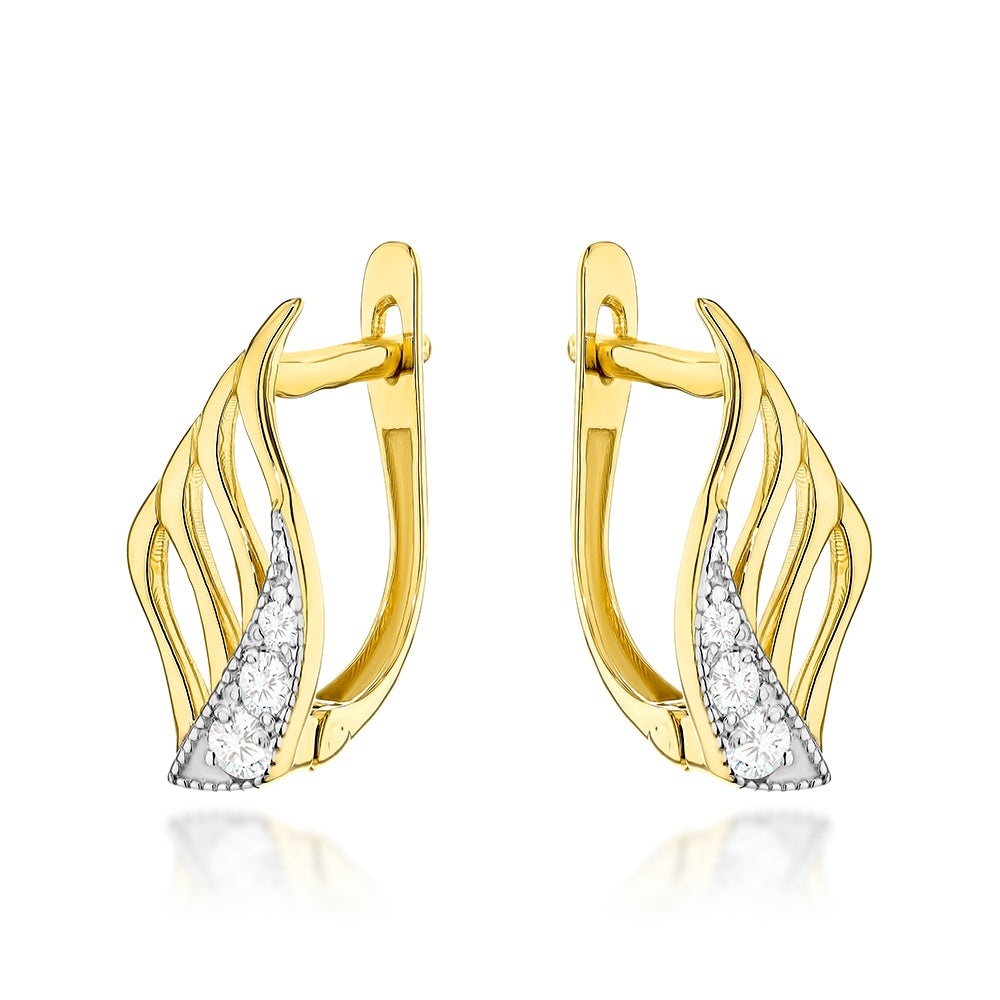 Cercei Aur 14K Aripi Delicate cu Zirconiu (Greutate: 2.02)