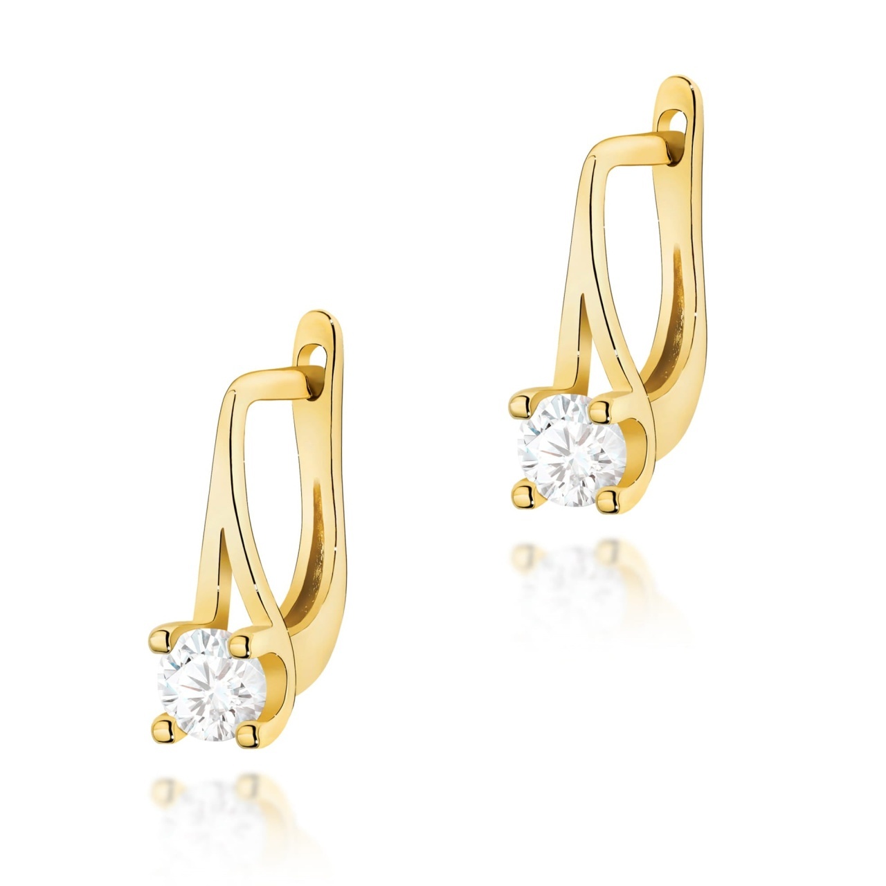 Cercei Aur 14K cu Diamant Natural 0.20 ct (Varianta: Galben)