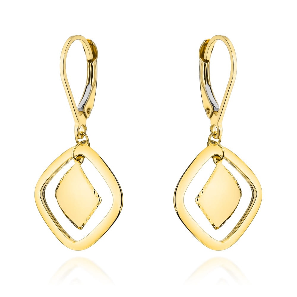 Cercei Aur 14k cu Model Romburi (Greutate: 1.91)
