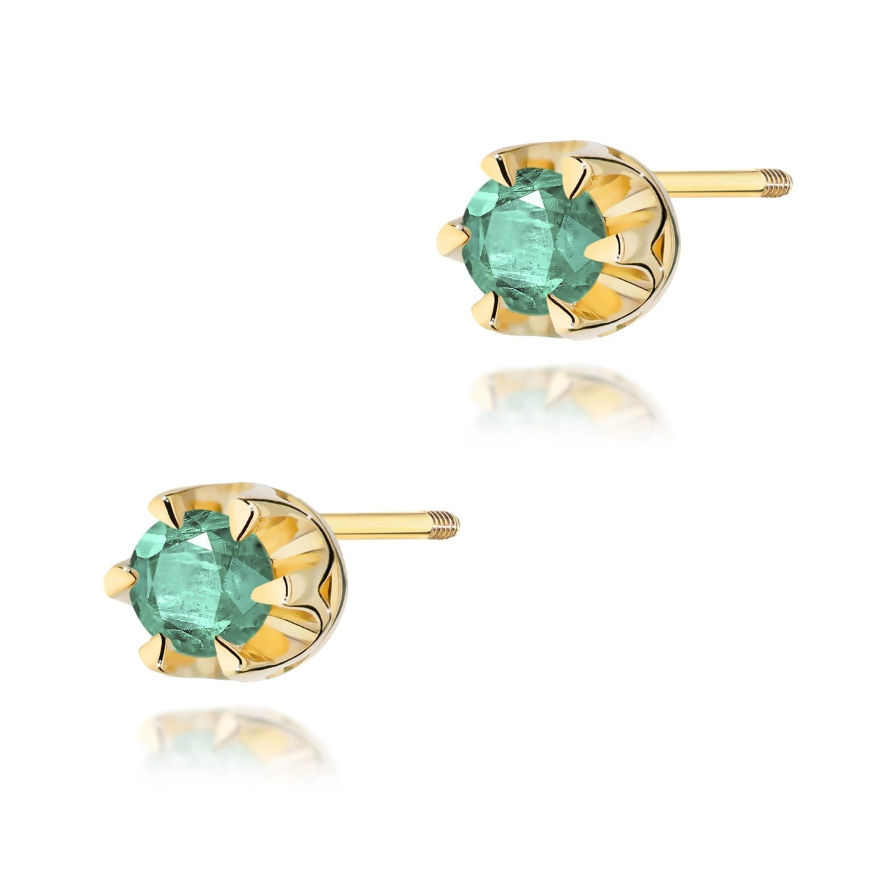 Cercei Aur 14K cu Smarald 0.15 ct Filet cu Protectie (Varianta: Galben)