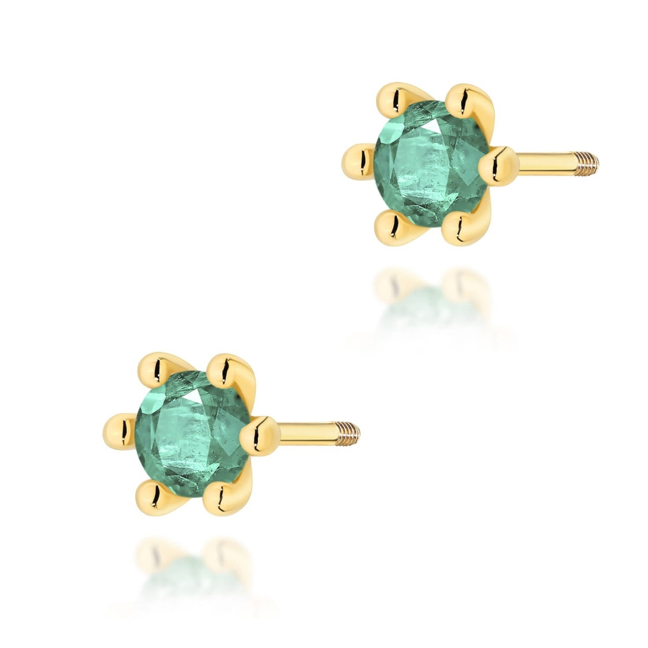 Cercei Aur 14K cu Smarald 0.30 ct Filet cu Protectie (Varianta: Galben)