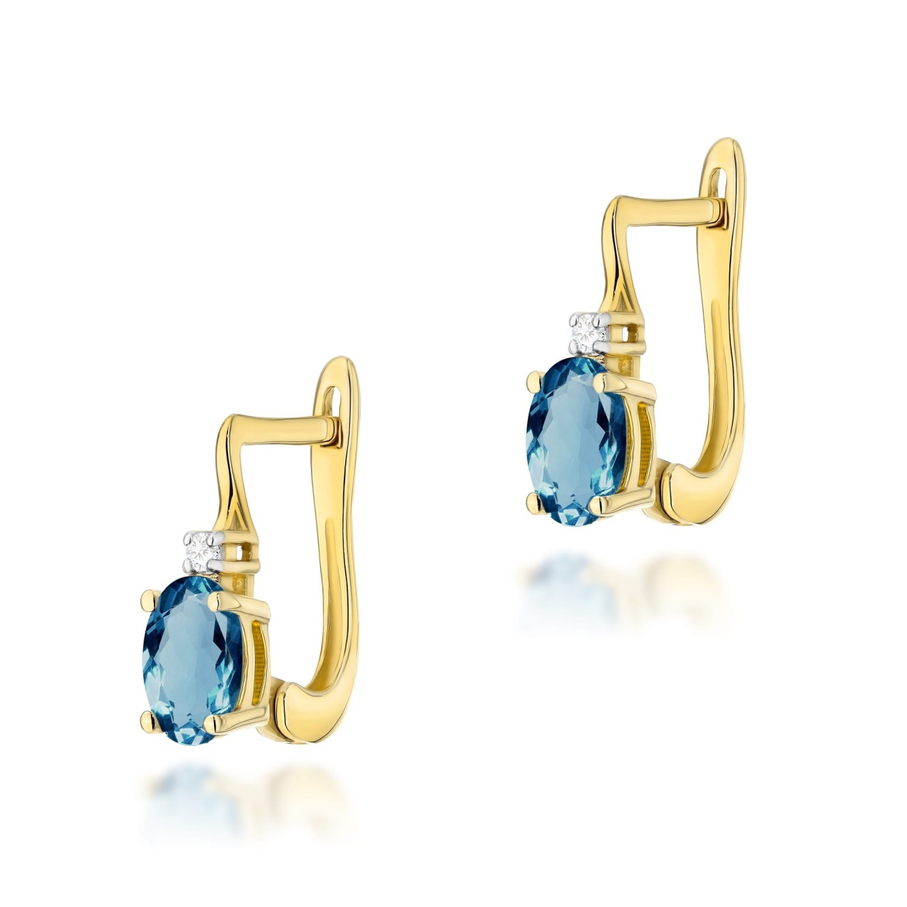 Cercei Aur 14K cu Topaz London Blue 0.50 ct si Diamante Naturale 0.03 ct (Varianta: Galben)