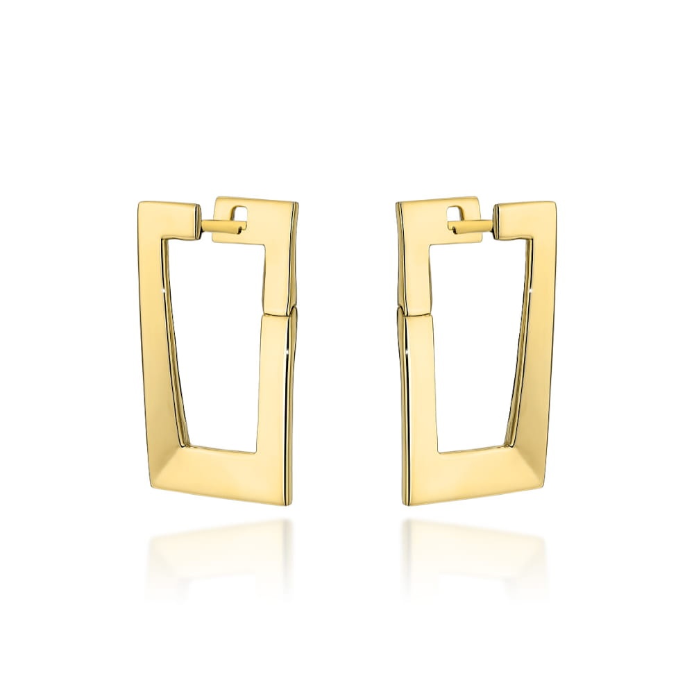 Cercei Aur 14K Eleganți Dreptunghiulari Mici (Greutate: 3.03)