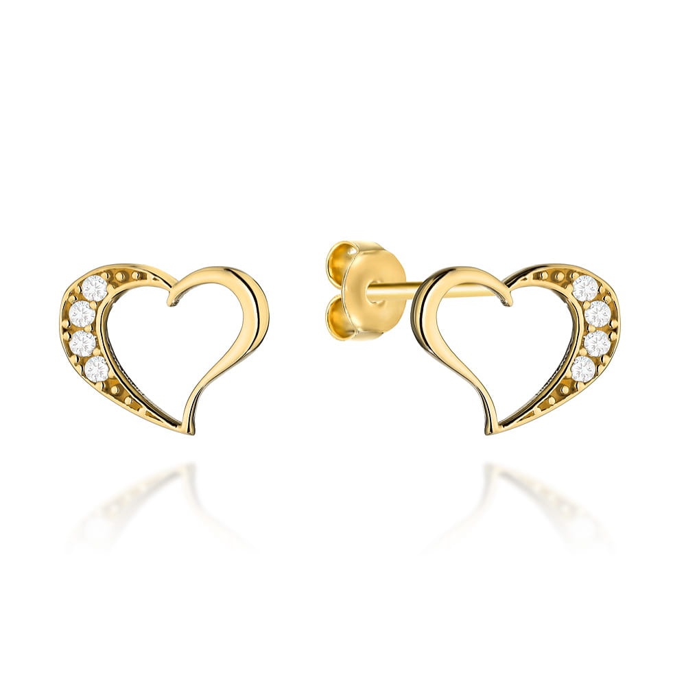Cercei Aur 14K Inimioare Cu Zirconiu (Greutate: 1.02)