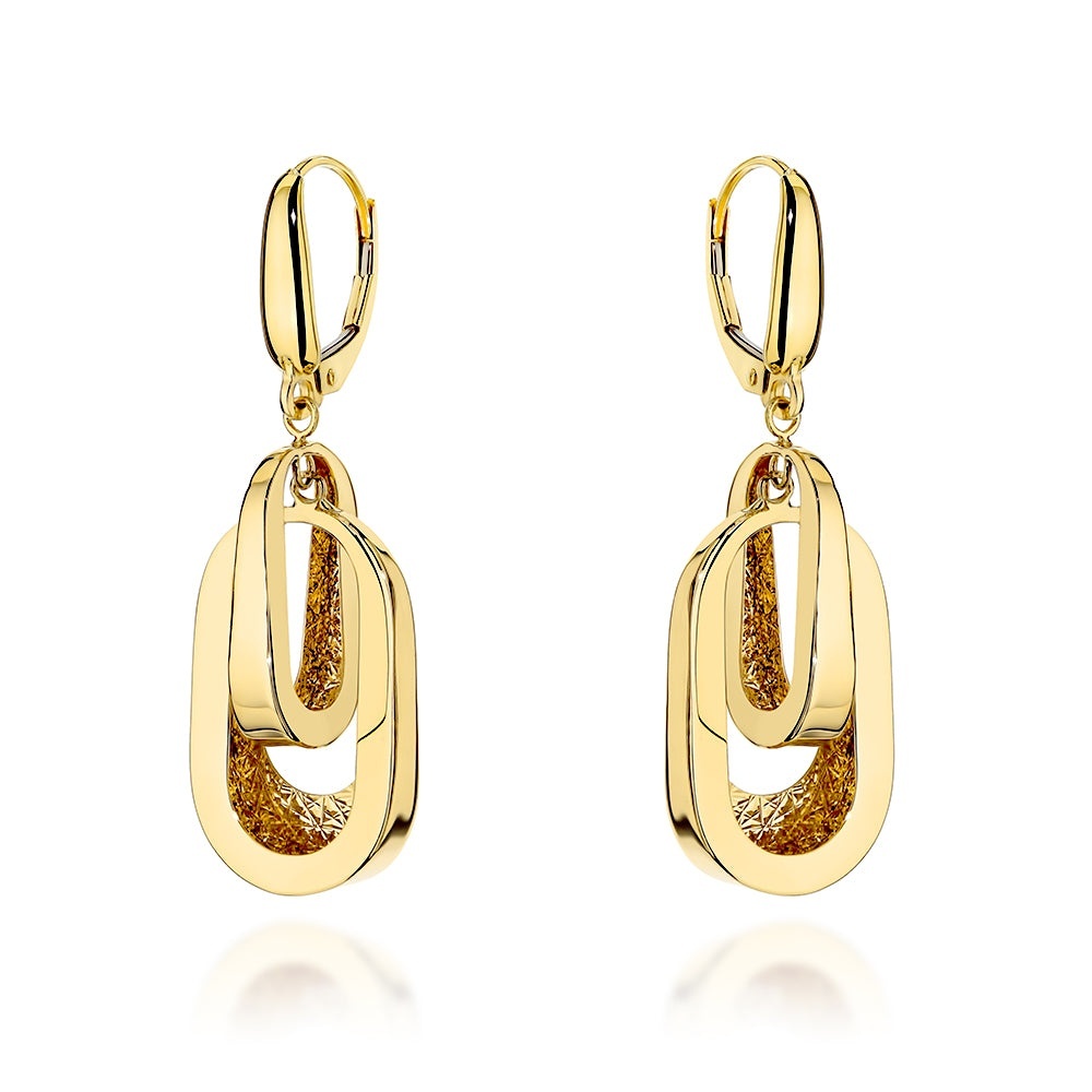 Cercei Aur 14K Ovali Dubli Ajourati - Eleganță Atemporală (Greutate: 4.56)