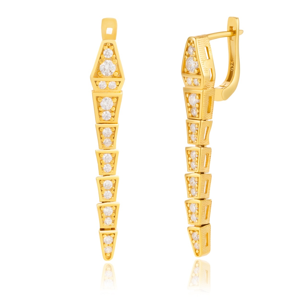 Cercei Geometric Snake din argint 925 placat cu aur galben