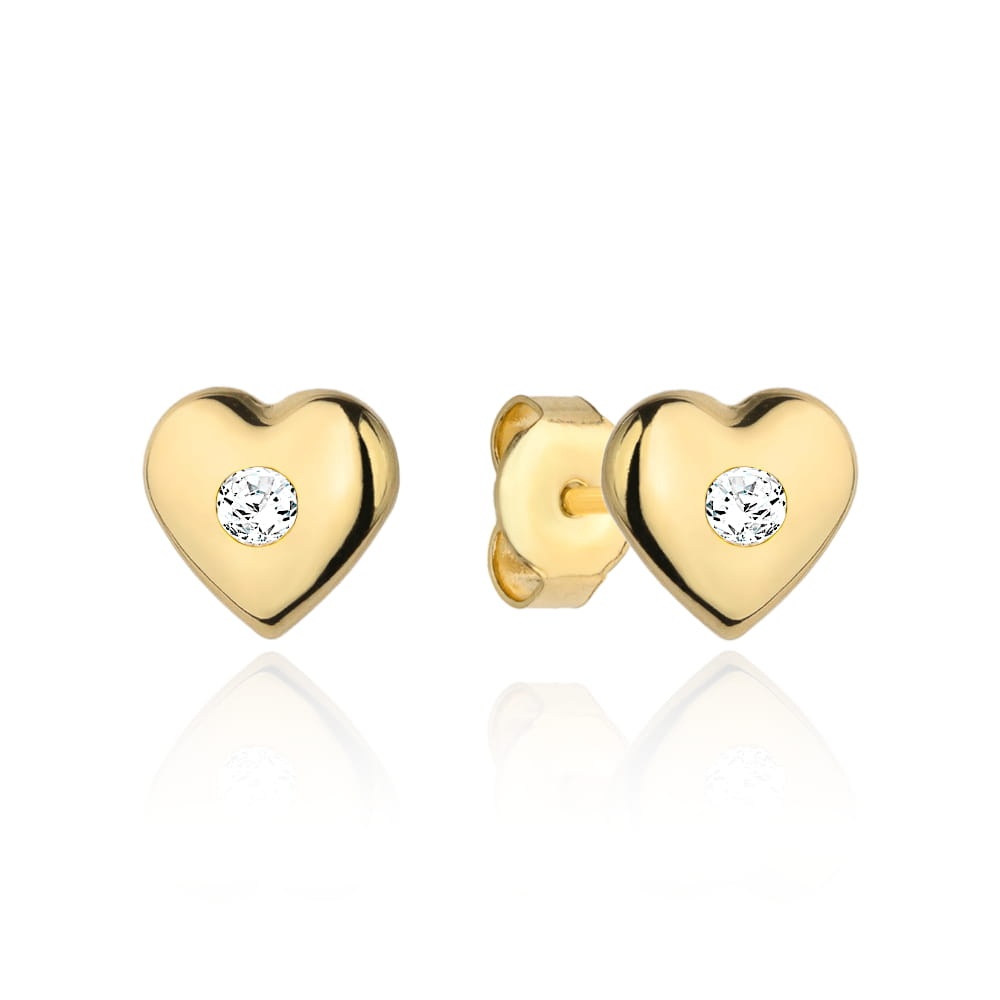 Cercei inimioare de aur cu zirconiu cubic (Greutate: 0.67)